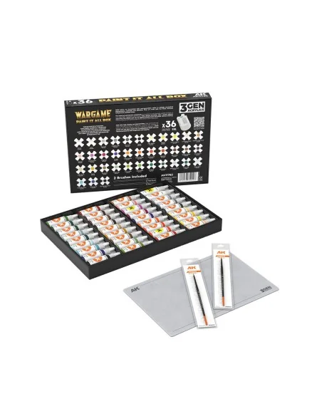 WARGAME PAINT IT ALL BOX 36 COLORS 3GEN - AK Interactive AK11782