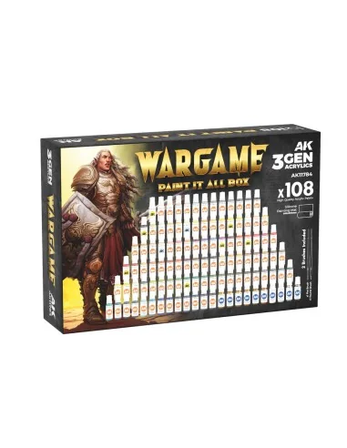 WARGAME PAINT IT ALL BOX 108 COLORS 3GEN - AK Interactive AK11784