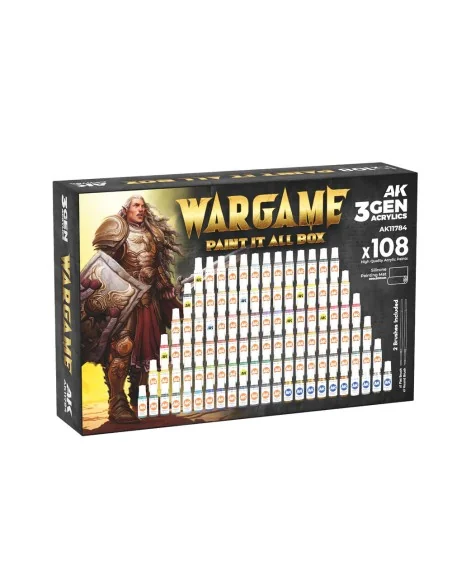 WARGAME PAINT IT ALL BOX 108 COLORS 3GEN - AK Interactive AK11784