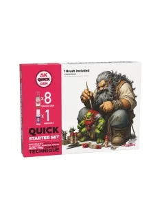 QUICK STARTER SET (8 QUICK GEN + 1 MEDIUM + 1 FREE BRUSH) - AK Inte...