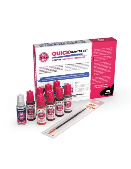 QUICK STARTER SET (8 QUICK GEN + 1 MEDIUM + 1 FREE BRUSH) - AK Inte...