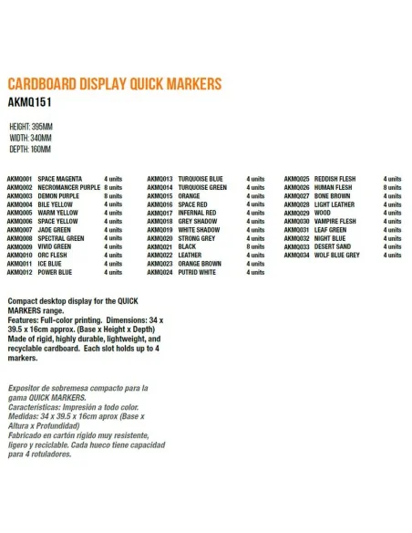 Cardboard Display Quick Markers - AK Interactive AKMQ151