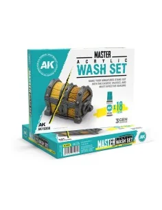 MASTER ACRYLIC WASH SET FULL RANGE 18 COLORS - AK Interactive AK19300