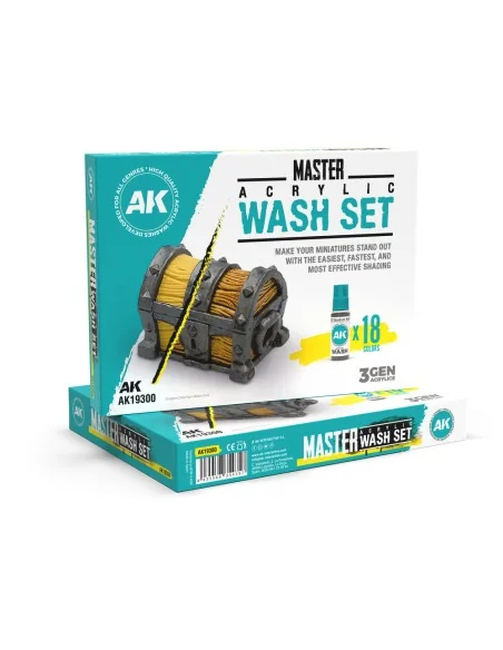 [NO_DESC] MASTER ACRYLIC WASH SET FULL RANGE 18 COLORS - AK Interac...