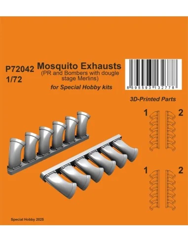Mosquito Exhausts (PR and Bombers with two stage Merlins), 1/72 - S...