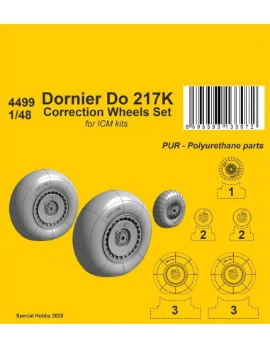 Dornier Do 217 Wheels Correction Set for ICM, 1/48 - CMK 129-4499