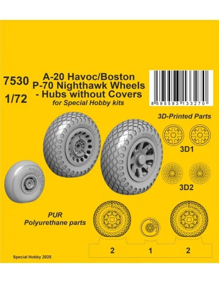 [NO_DESC] A-20 Havoc/Boston/ P-70 Nighthawk Wheels/ Hubs without Co...