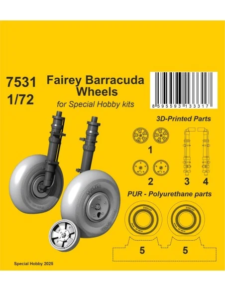 Fairey Barracuda Wheels for Special Hobby, 1/72 - CMK 129-7531