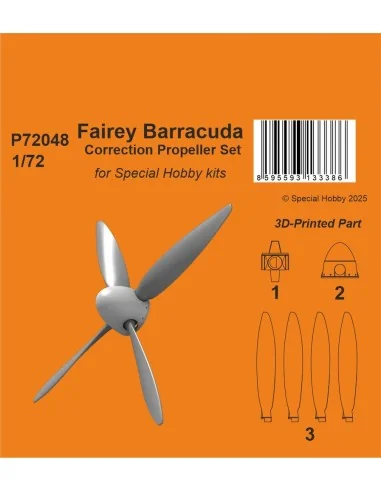 Fairey Barracuda Correction Propeller Set for Special Hobby, 1/72 -...