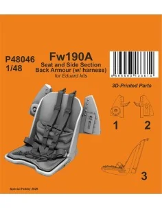 Fw190A Seat and Side Section Back Armour (w/ harness) for Eduard, 1...