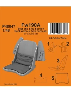 Fw190A Seat and Side Section Back Armour (w/o harness) for Eduard, ...