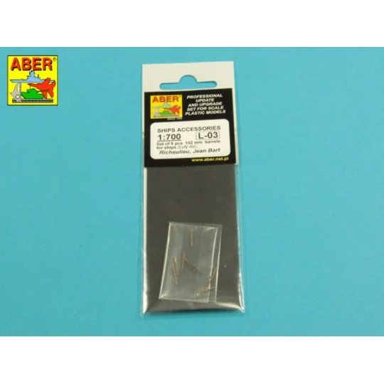 Set of 9 pcs 152 mm barrels for ships Richelieu, Jean Bart, 1/700 -...