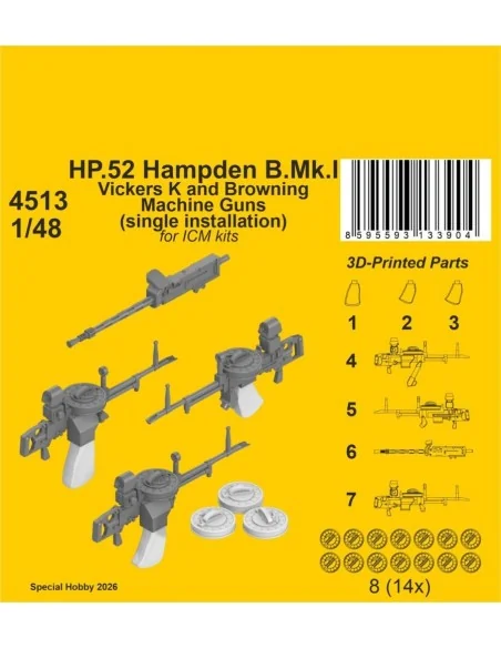 HP.52 Hampden B.Mk.I - Vickers K and Browning Machine Guns (single ...