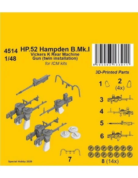 HP.52 Hampden B.Mk.I - Vickers K Rear Machine Gun (twin installatio...
