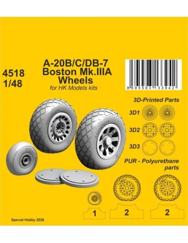 A-20B/C/DB-7 Boston Mk.III Wheels for HK Models, 1/48 - CMK 129-4518