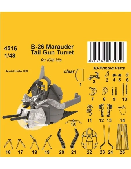 B-26 Marauder Tail Gun Turret for ICM, 1/48 - CMK 129-4516