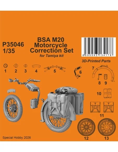 BSA M20 Motorcycle Correction Set for Tamiya, 1/35 - CMK 129-P35046