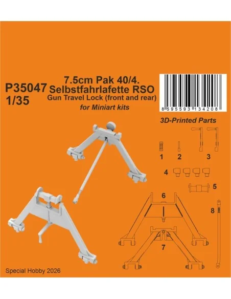 7.5cm Pak 40/4. Selbstfahrlafette RSO – Gun Travel Lock (front and ...
