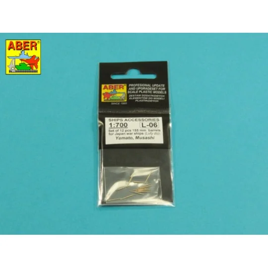 Set of 12 pcs 155 mm barrels for ships Yamato, Musashi, 1/700 - Abe...