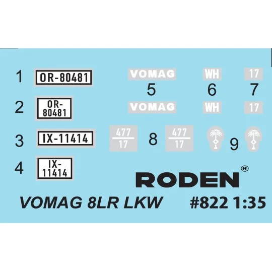 Vomag 8 LR LKW WWII German Heavy Truck, 1/35 - Roden 822 Vomag 8 LR LKW WWII German Heavy Truck, 1/35 - Roden 822