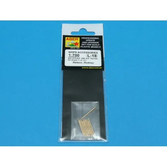 9 pcs 406 mm barrels for Nelson, Rodney, 1/700 - Aber Models RE-700...