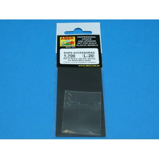 10 pcs 120 mm barrels for Royal Navy, 1/700 - Aber Models RE-700 L20 10 pcs 120 mm barrels for Royal Navy, 1/700 - Aber Models RE-700 L20