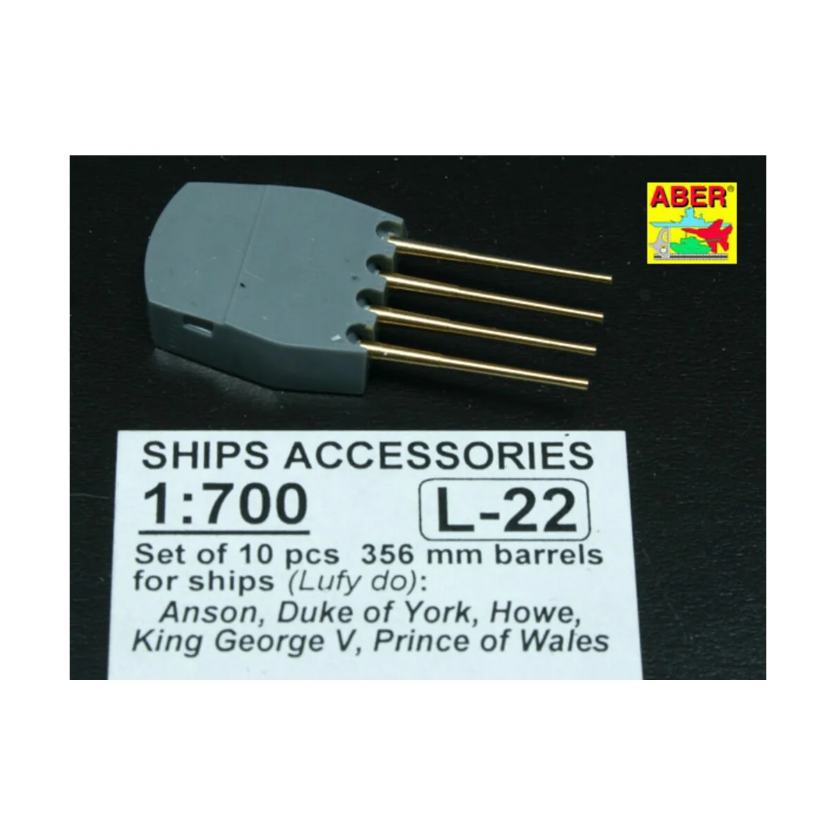 10 pcs 356 mm barrels Navy King George V, 1/700 - Aber Models RE-70...