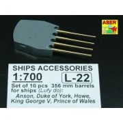 10 pcs 356 mm barrels Navy King George V, 1/700 - Aber Models RE-70...