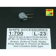 16 pcs 133mm barrels for King George V, 1/700 - Aber Models RE-700 L23