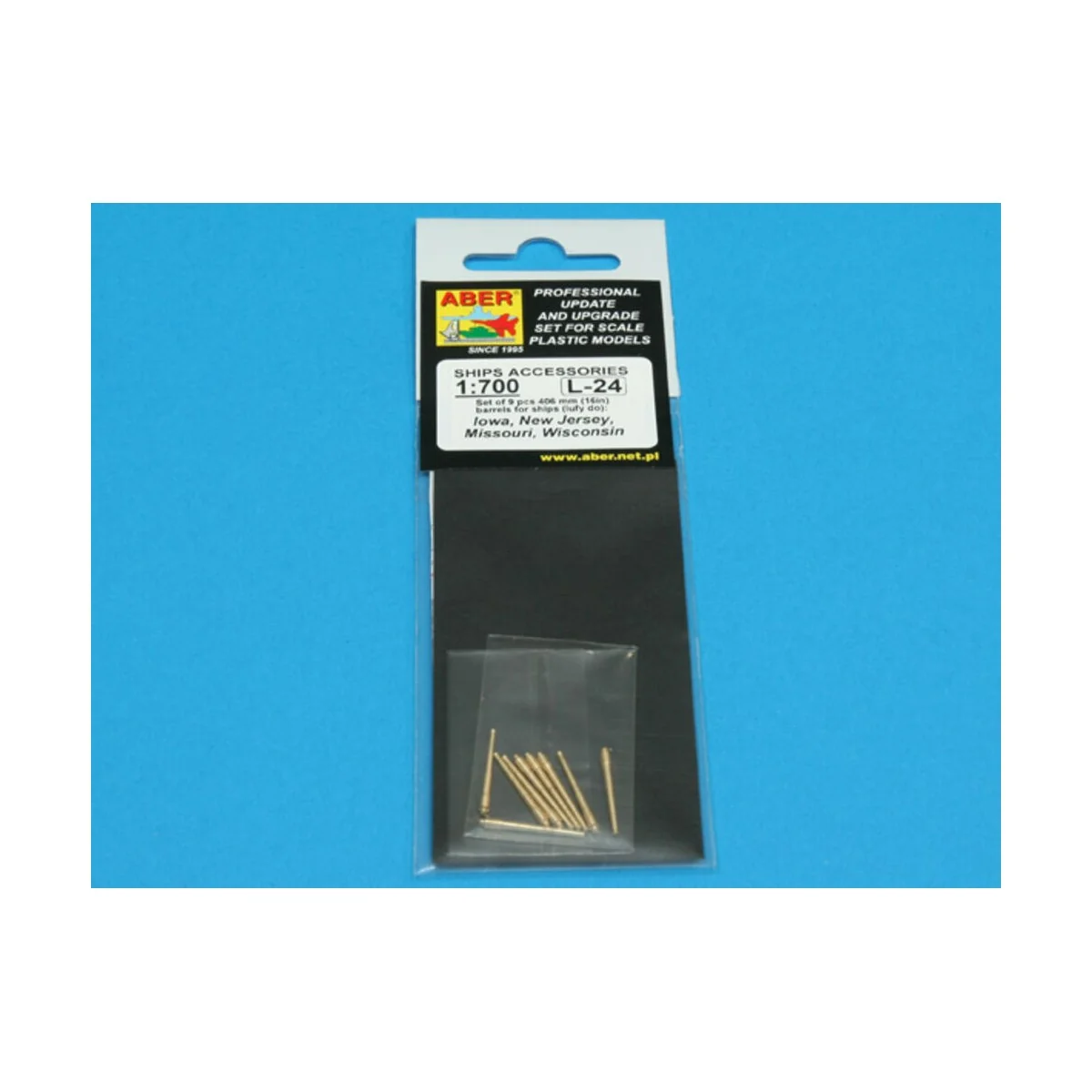Set of 9 pcs 406 mm barrels for Missouri, 1/700 - Aber Models RE-70...