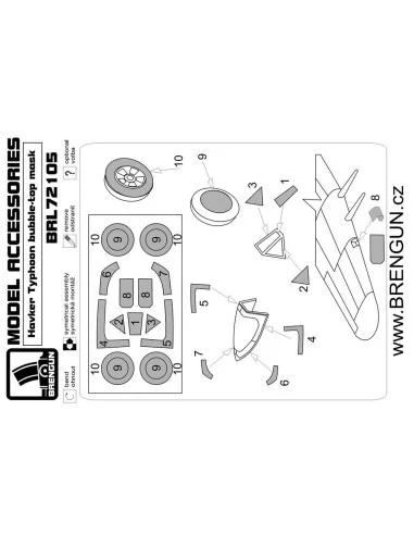 Typhon bubletop CANOPY MASKS, 1/72 - Brengun BRL72105