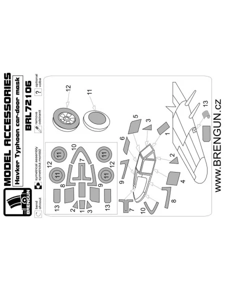 [NO_DESC] Typhon CAR Doors CANOPY MASKS, 1/72 - Brengun BRL72106