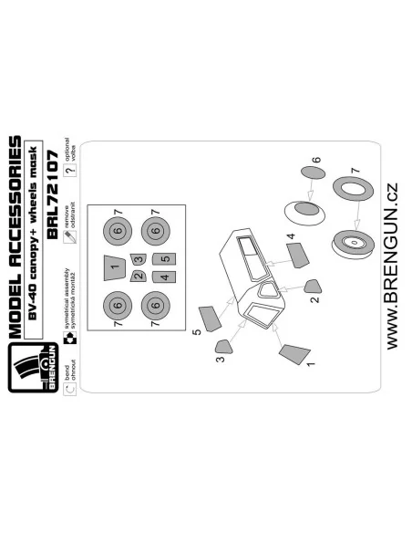 Blom Voss BV-40 CANOPY MASKS, 1/72 - Brengun BRL72107