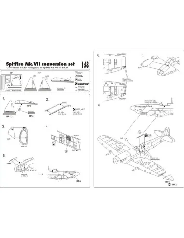 Spitfire Mk VII conversion set, 1/48 - Brengun BRL48002