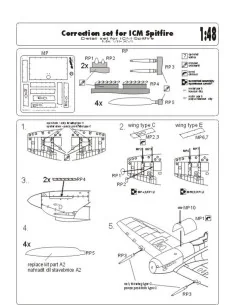 Correction set for ICM Spitfire, 1/48 - Brengun BRL48005 2