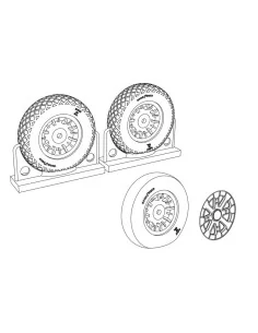 F4U Corsair Diamond Thread Wheels set, 1/48 - Brengun BRL48113