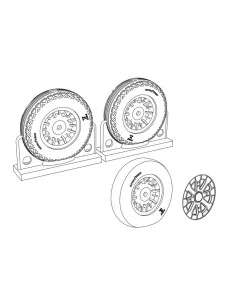 F4U Corsair Ribbed-Diamond Thread Wheels set, 1/48 - Brengun BRL48116