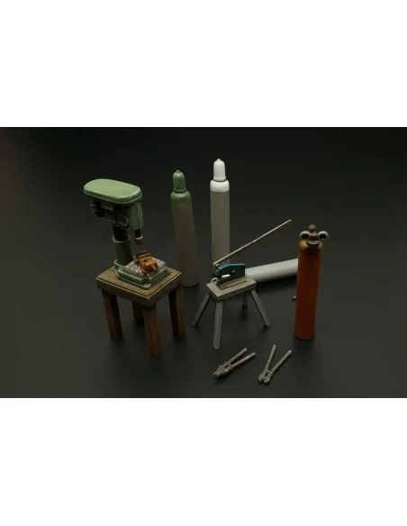 Bench drill-lever shears-oxy acetylene bottles, 1/35 - Hauler HLU35117