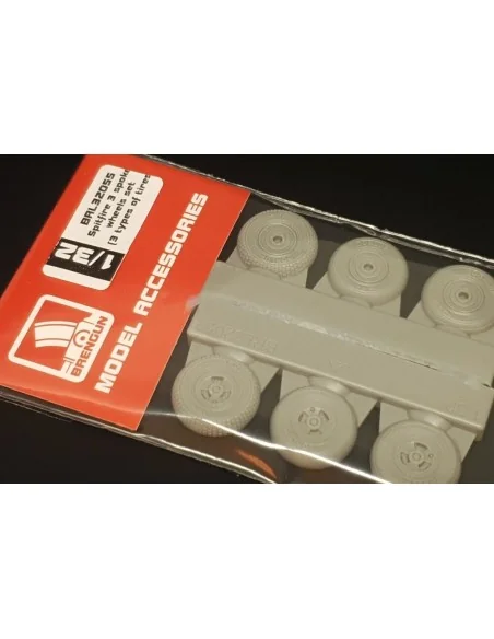 Spitfire 3 spoke wheels set (3 types of tires), 1/32 - Brengun BRL3...