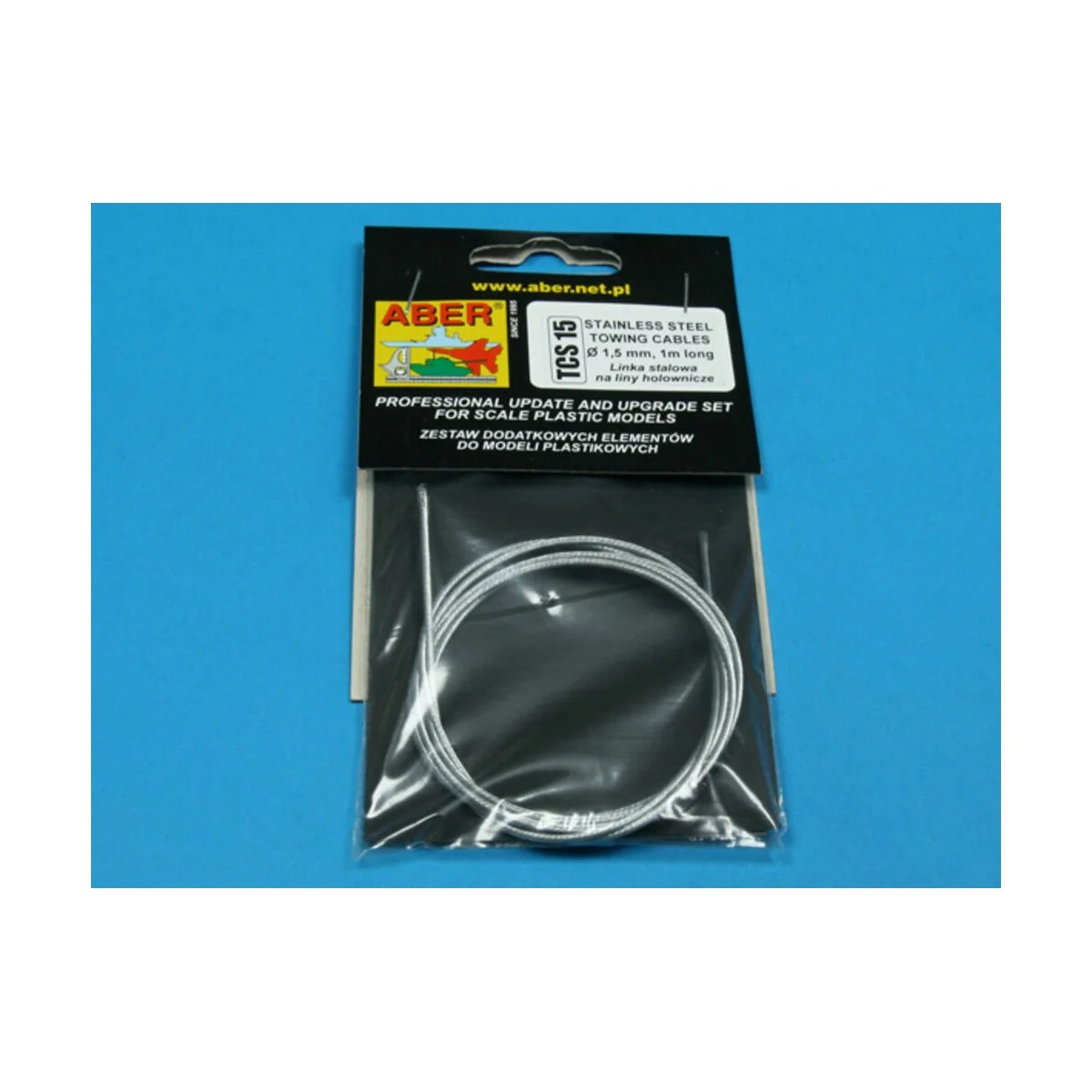 Stainless Steel Towing Cables O 1,5 mm, 1 m long - Aber Models TCS 15