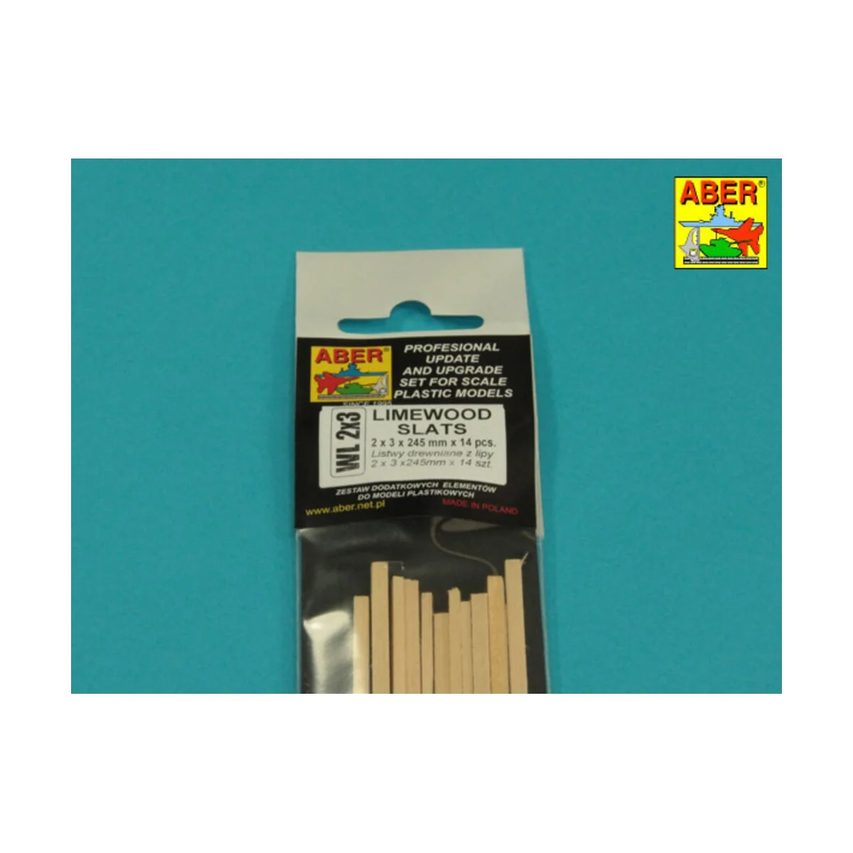 Limewood slats 2 x 3 x 245mm x 14 pcs. - Aber Models WL 2X3