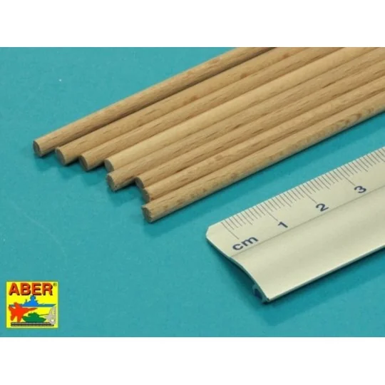 Wood round rods 4mm length 250mm x 8 pcs. - Aber Models WR4