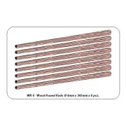 Wood round rods 4mm length 250mm x 8 pcs. - Aber Models WR4