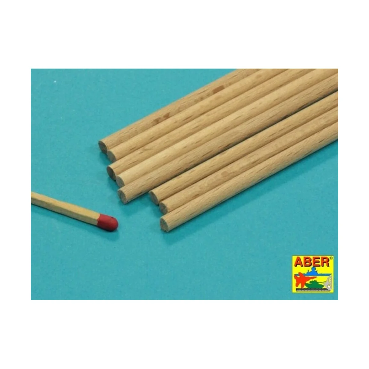 Wood round rods 4mm length 250mm x 8 pcs. - Aber Models WR4
