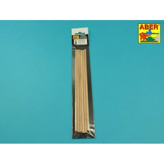 Wood round rods 5mm length 245mm x 6 pcs. - Aber Models WR5