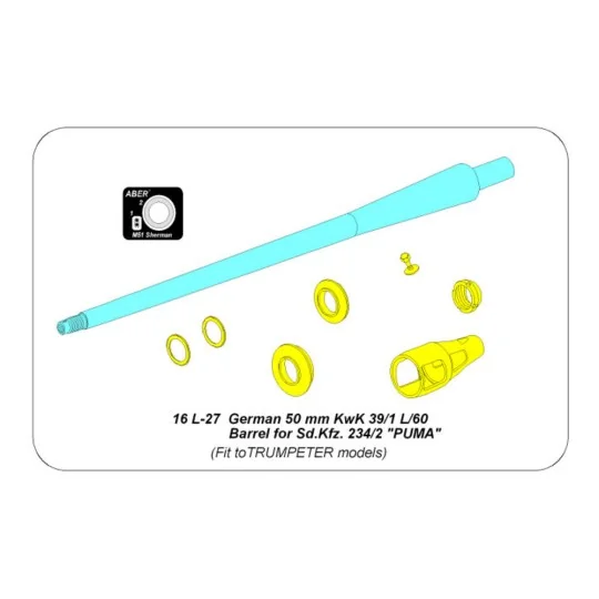 German 5cm KwK39 Barrel for Sd.Kfz.234/2 PUMA (Das Werk model) - Ab...