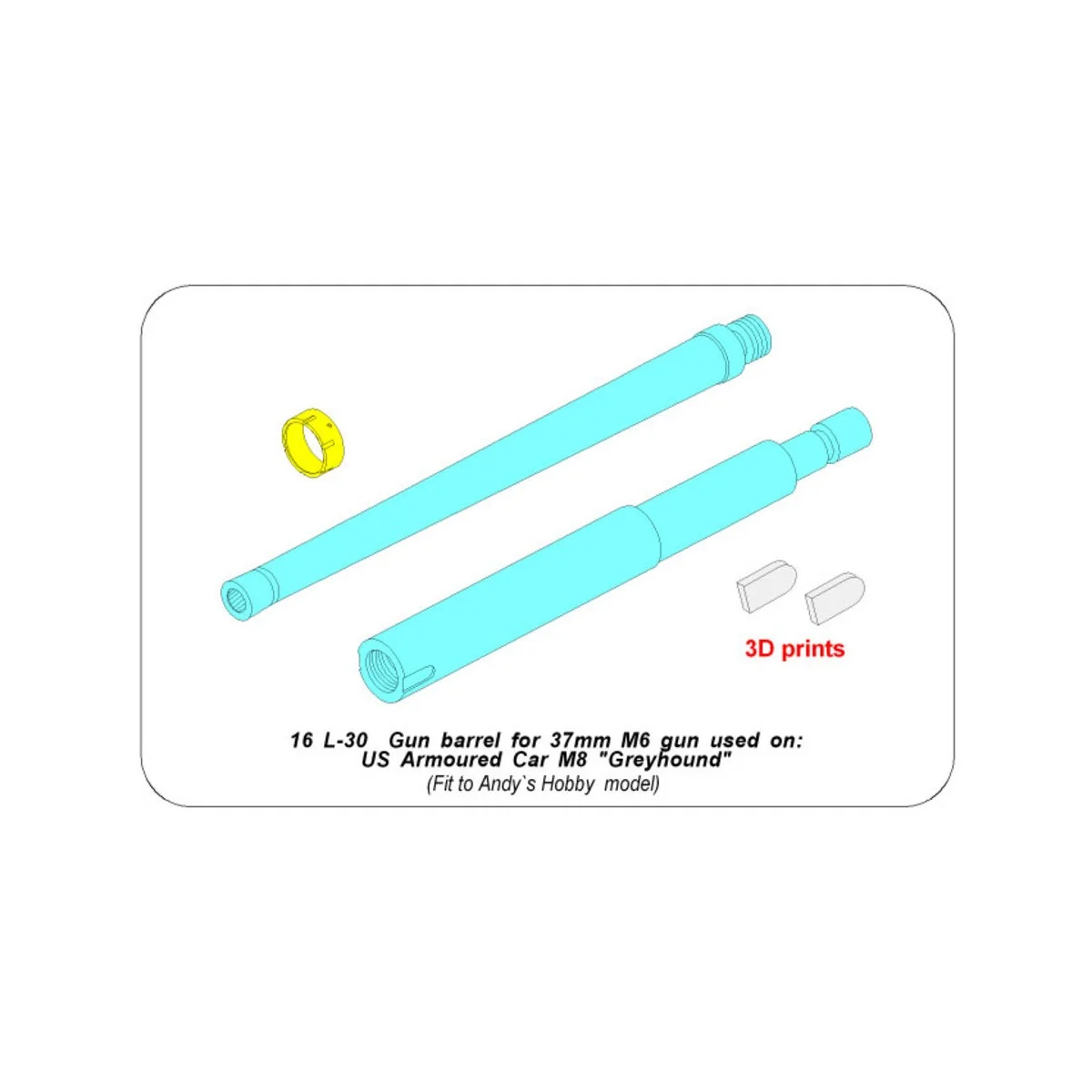 Gun barrel for 37 mm M6 gun used on US M8 Greyhound (Andy`s), 1/16 ...