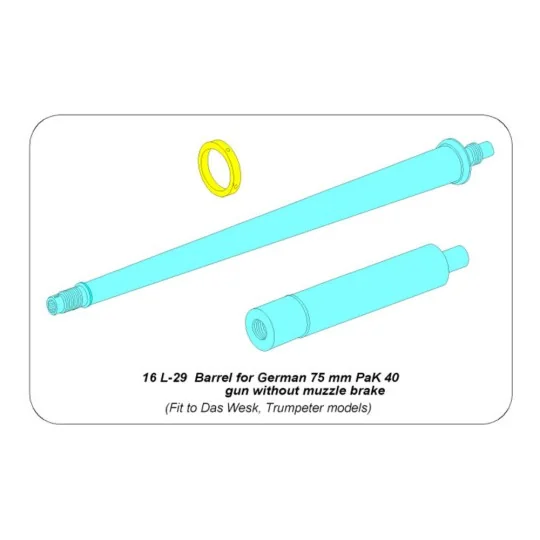 Barrel for German 75 mm PaK 40 gun without muzzle brake, 1/16 - Abe... Barrel for German 75 mm PaK 40 gun without muzzle brake, 1/16 - Abe...