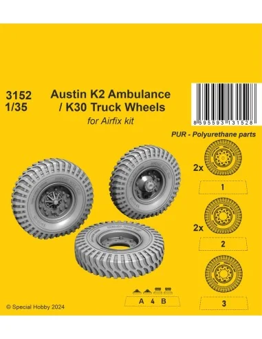 Austin K2 Ambulance / K30 Truck Wheels 1/35 / for Airfix kits, 1/35...