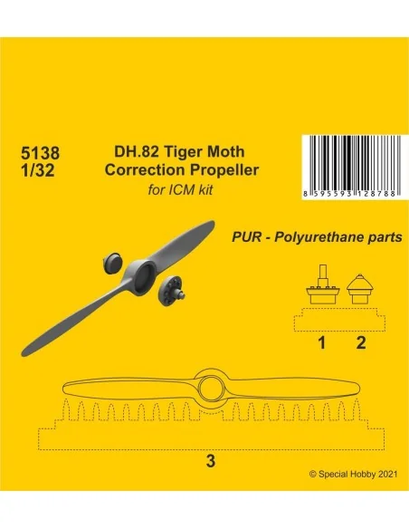 DH.82 Tiger Moth Correction Propeller(ICM kit), 1/32 - CMK 129-5138